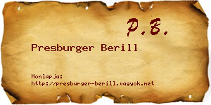 Presburger Berill névjegykártya